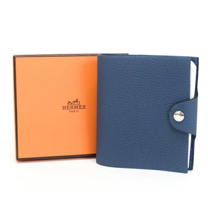 エルメス HERMES ユリス ミニ トゴ レザー SV金具 A刻印 2017年 ノートカバー 手帳カバー ダイアリー レディース メンズ ブルー 正規品 mbp26005