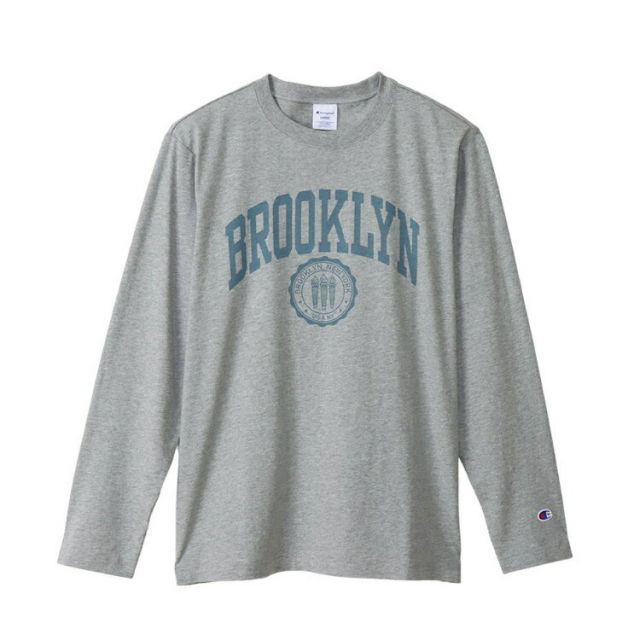 HANES ヘインズ LONG SLEEVE T-SH Oグレーxブルー Lサイズ C3-X414 68 | スポーツ スポーツウエア ウエア 服 衣類 トップス 長袖 ロングスリーブ Tシャツ ロンT 綿 コットン 天竺素材 肌触り サスティナブ