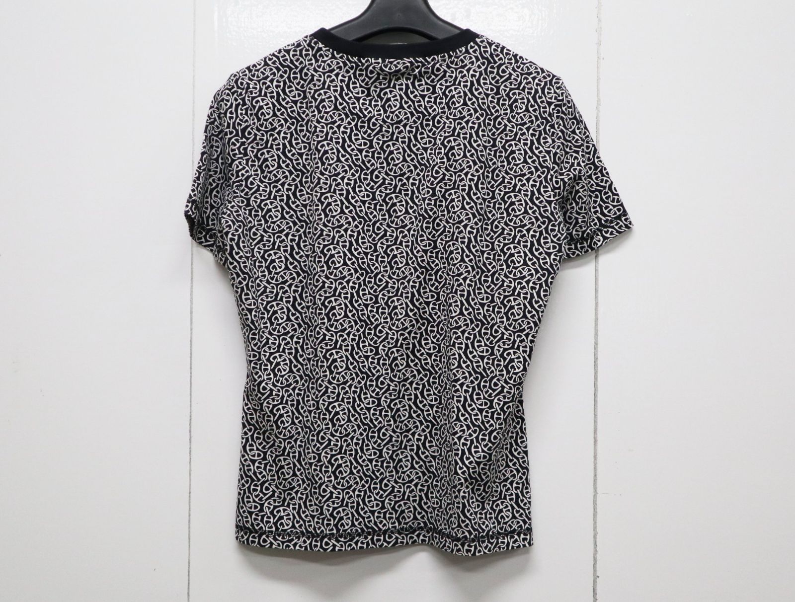 HERMES エルメス 2024年製 4E4620DB Naoussa Chaine マイクロ ナウサ・シェーヌ 半袖Ｔシャツ ブラック ホワイト サイズ38 美品 トップス HERMES エルメス 2024年製 4E4620DB Naoussa Chaine マイクロ ナウサ