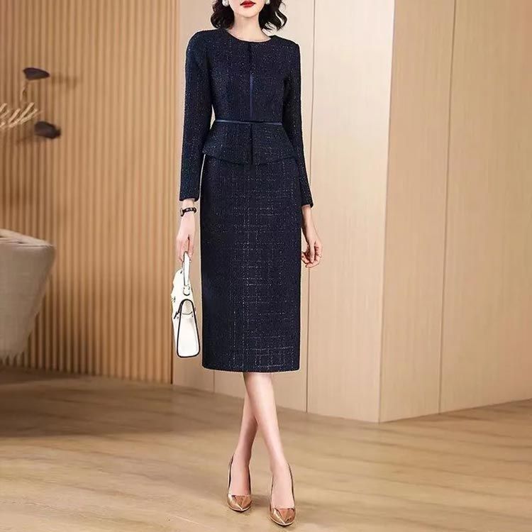 ワンピース 40代 ロング 長袖 30代 ワンピーススーツ 大きいサイズ ママスーツ 20代 フォーマルスーツ ツイード ドッキング 秋 50代 母 スーツ 卒業式 入学式 七五三 レディース 膝下 dzdx9572 MAAHADDERANG_COM