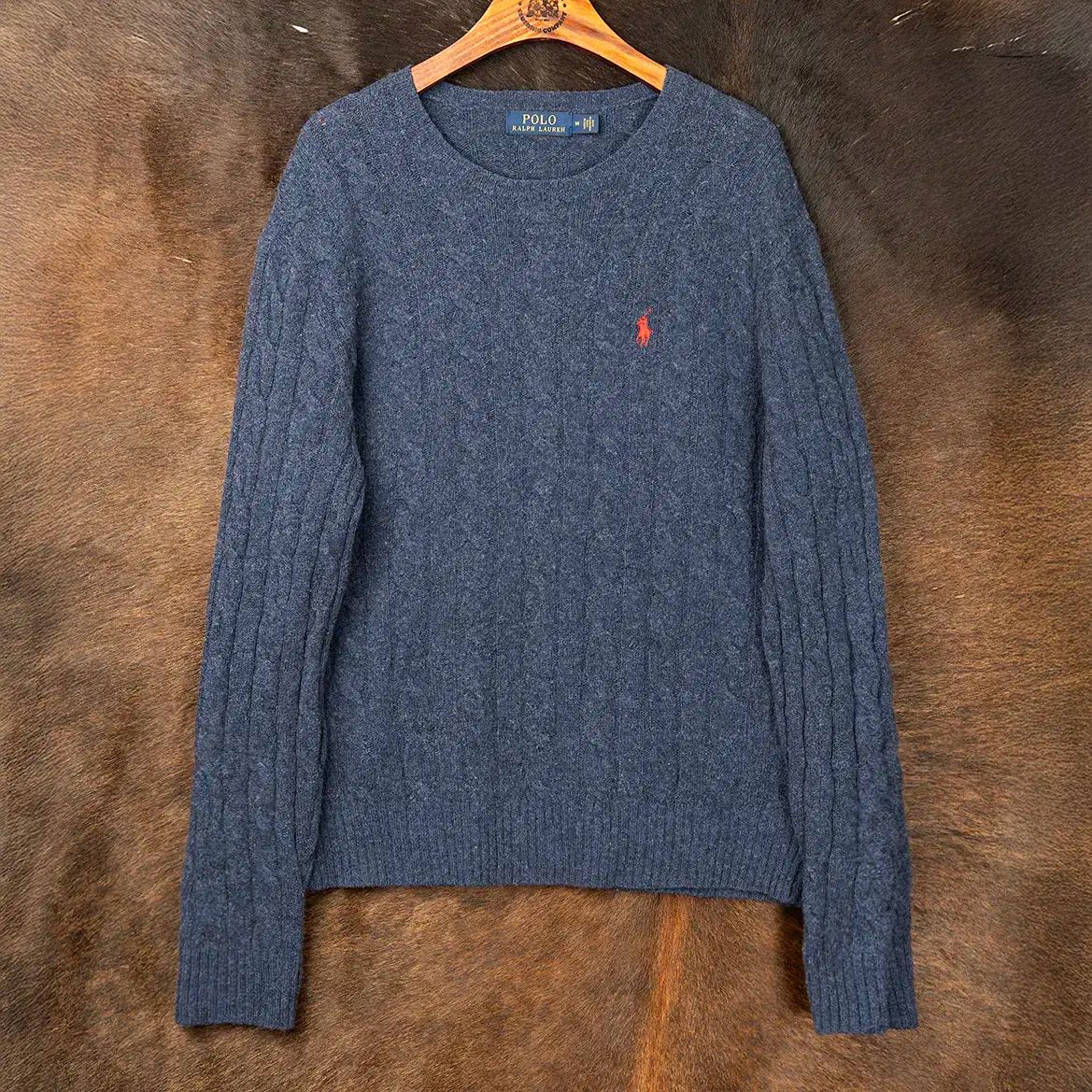 M ポロ Ralph Lauren ラルフローレン エクストラフィン メリノ ウール ケーブル ニット セーター MT ー 1326
