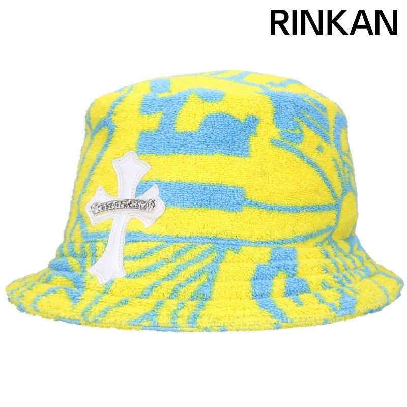 クロムハーツ HAT U CHUM FBRC クロスパッチラベル付きパイル総柄バケットハット メンズ L