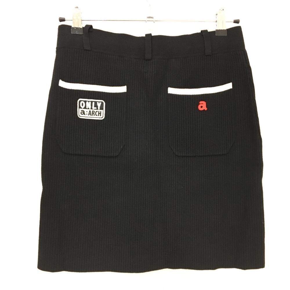 超 アルチビオ ニットスカート 黒×白 サイドロゴ レディース 38 M ゴルフウェア archivio