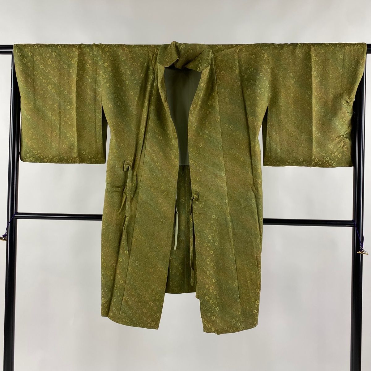 道中着 身丈93cm 裄丈66.5cm M 和装コート 幾何学 灰茶 正絹 美品 名品  