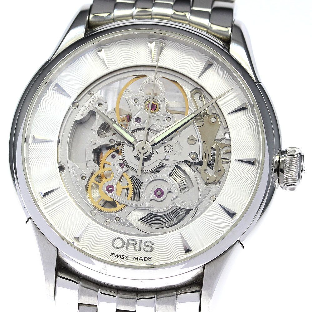 オリス ORIS 7591-01 アートリエ スケルトン 自動巻き メンズ良品保証書付き_816342