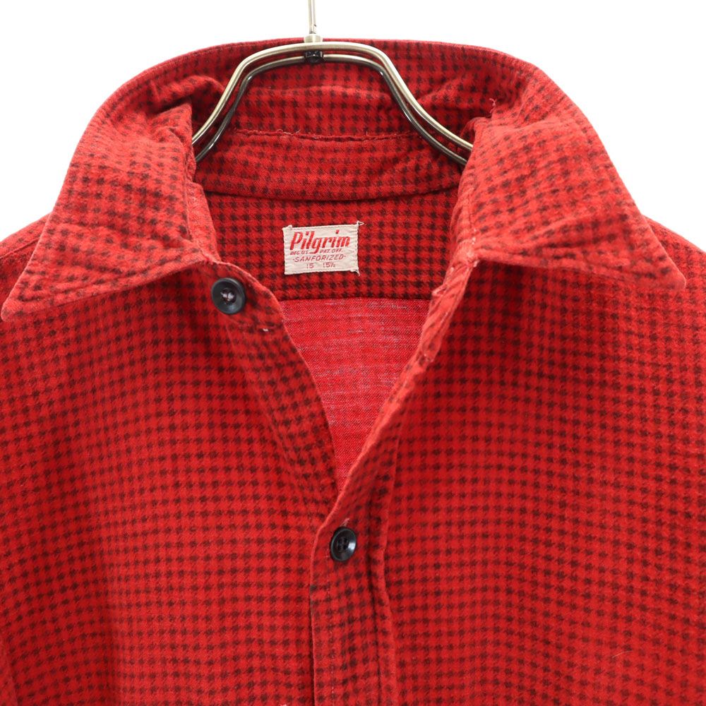 美品 50s オープンカラー プリント ネル シャツ ボックス 15 M レッド 美品 50s オープンカラー プリント ネル シャツ ボックス 15 M レッド