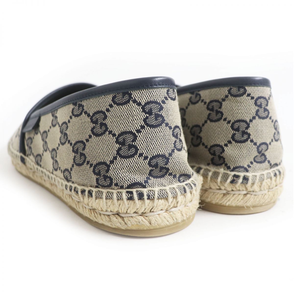 GUCCIフラットシューズ 良品□GUCCI/グッチ 466903 GGキャンバス レザー使い