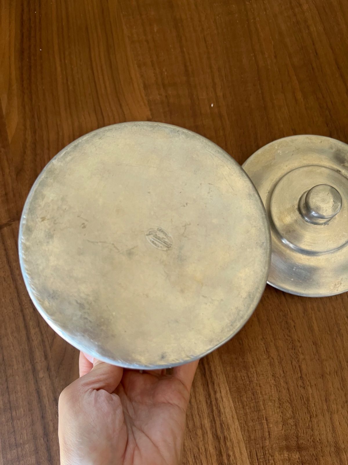 フランスアンティークアルミ製キャニスター セット