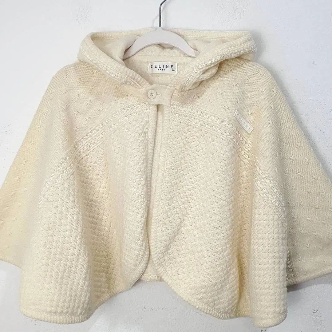90 Celine アイボリー ニット ケープ ポンチョ