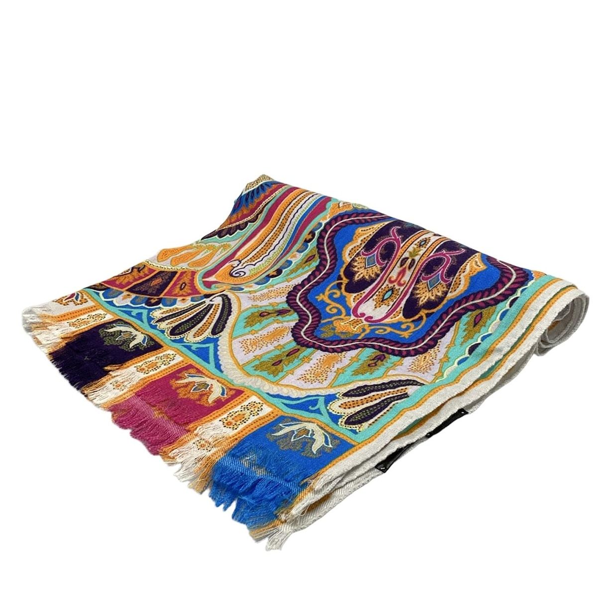 ETROエトロ ショールストールペイズリーSILK LANAWOOLイタリア製 ETRO