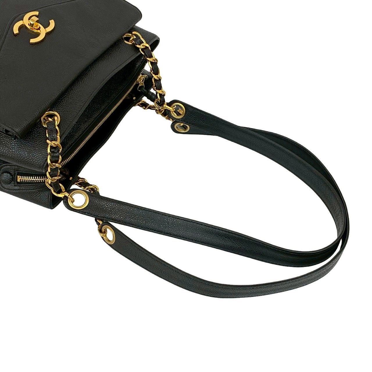 CHANEL キャビアスキン ビジネスバッグ シール&Gカード◎ 黒 3番台 CHANEL キャビアスキン ビジネスバッグ シール&Gカード◎ 黒 3