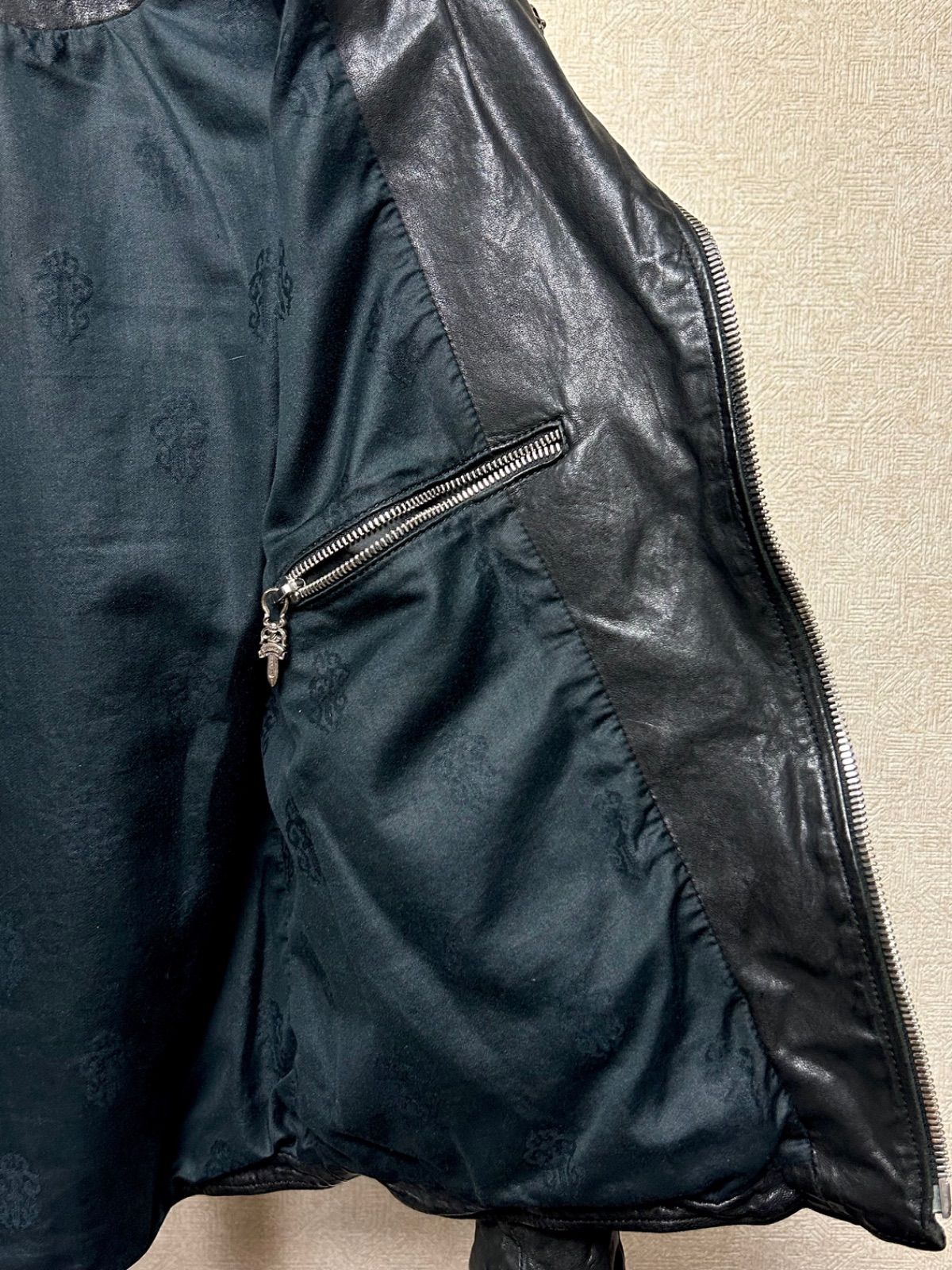 クロムハーツジャパン米国製正規品CRETINシープレザーライダース