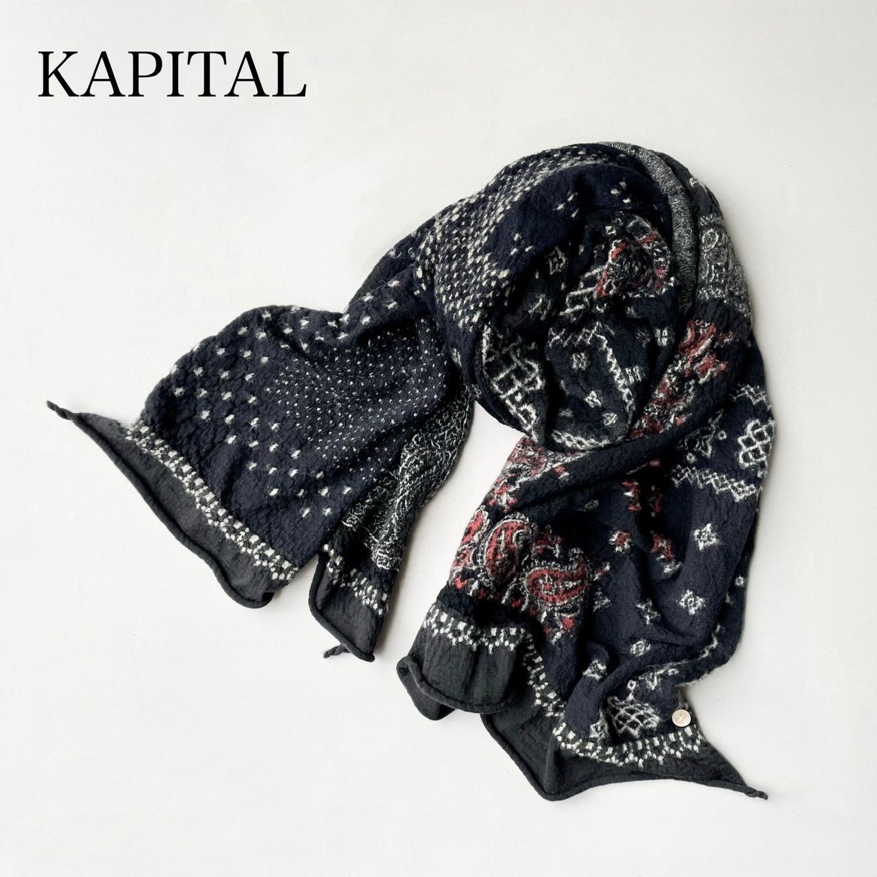 キャピタル KAPITAL 縮絨ウール バンダナペイズリーパッチワーク柄