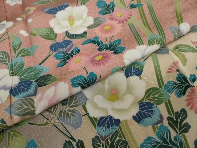 平和屋着物○訪問着 草花文 暈し染め 金彩 正絹 逸品 DAAW5853ud