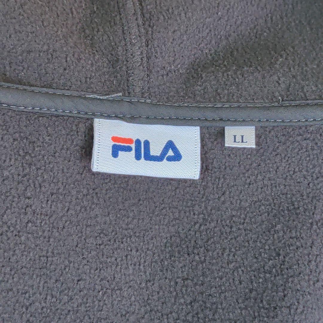 【FILA】パーカー　ブルゾン　フルジップ　メンズ　ネイビー　LL　フリース　ゴルフウェア　羽織　アウター　フィラ　総柄