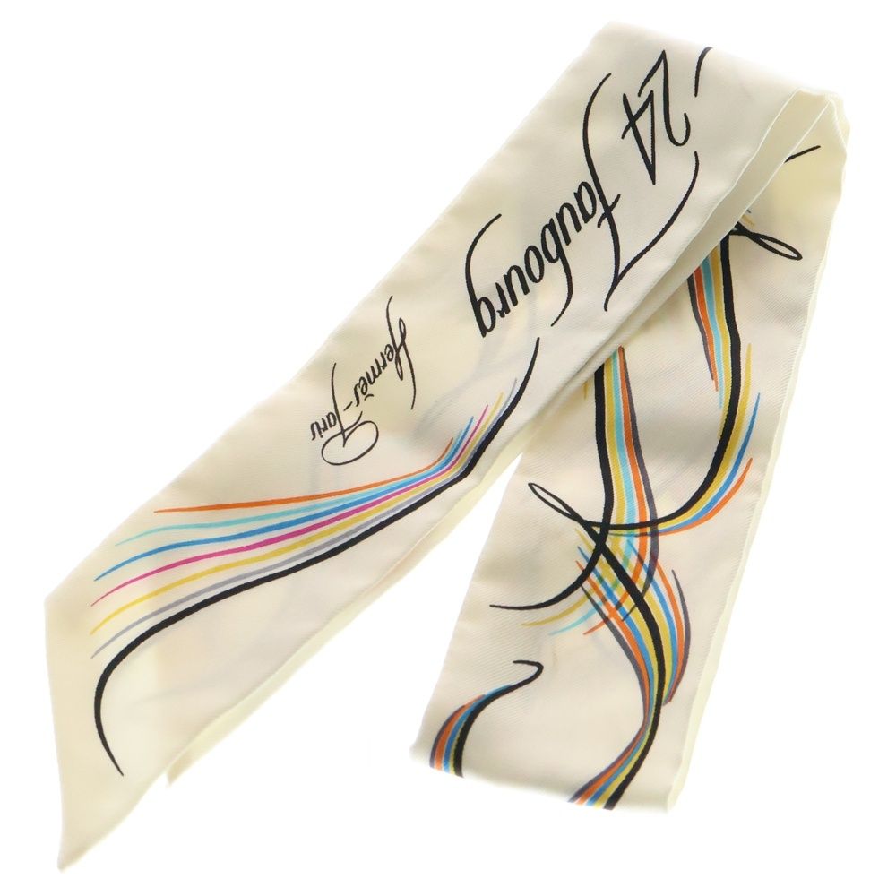 HERMES エルメス Twilly Scarf 24 FAUBOURG ツイリースカーフ ホワイト