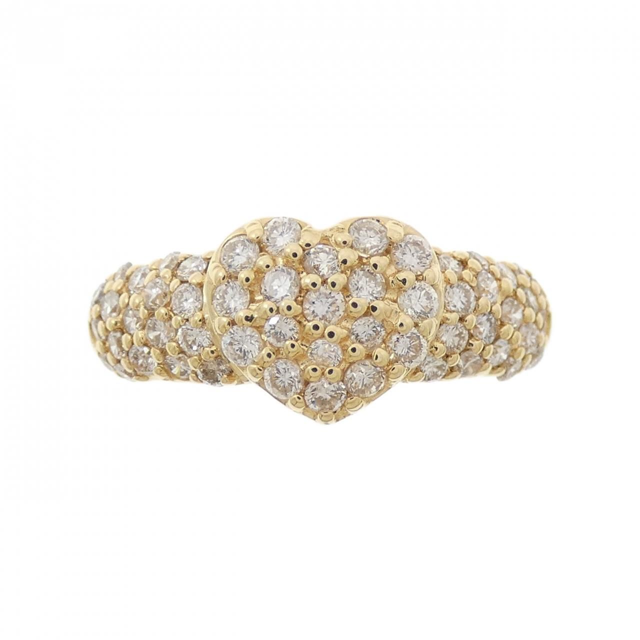 K18YG ハート×パヴェ ダイヤモンド リング 0.70CT