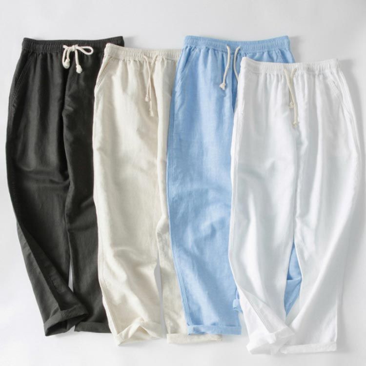 カジュアル テーパードパンツ イージーパンツ シンプル 涼しい メンズ リネン 綿麻 リラックス ストレートパンツ おしゃれ 春夏 麻パンツ ロングパンツ ボトムス 通気性 吸水 速乾 ロングパン sowa6584062