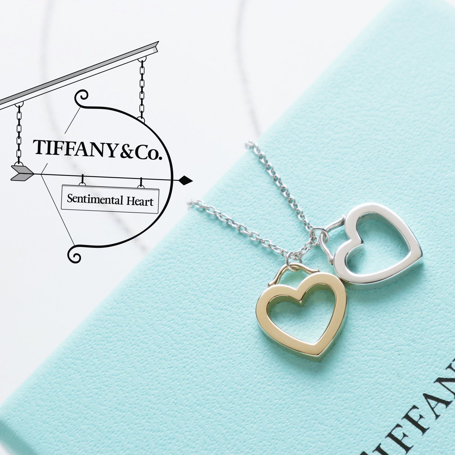 【のみです】 Tiffany K18ネックレス センチメンタルダブルハート ネックレス