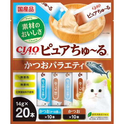 同梱不可 16個セット CIAO ピュアちゅーる かつおバラエティ 14g×20P
