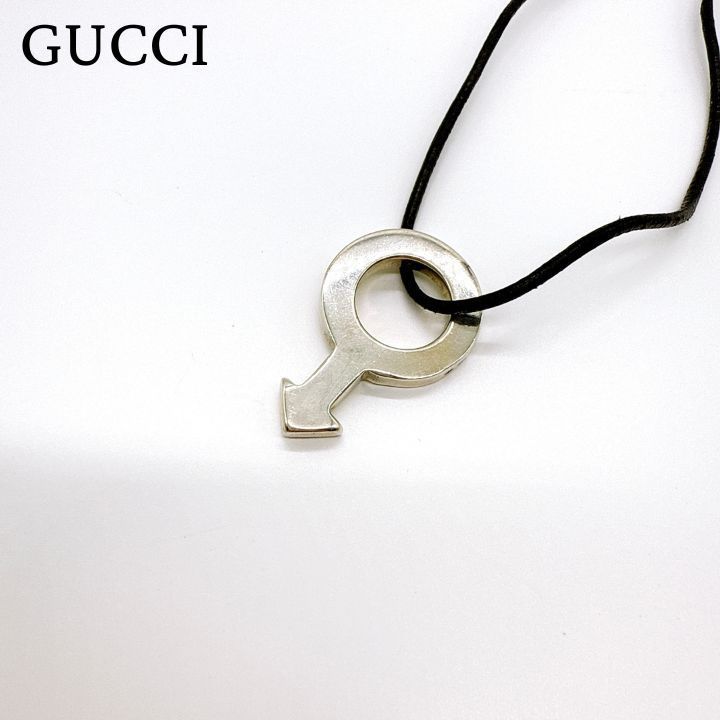 GUCCI GGロゴ シマレザーブラックペンダント　ネックレス グッチ(GUCCI)|GUCCI ネックレス|HARDOFFオフモール（オフモ