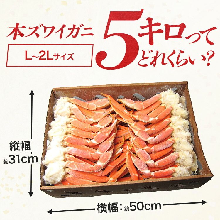 訳あり L～2Lボイルずわい蟹 5kg 送料無料 - メルカリ