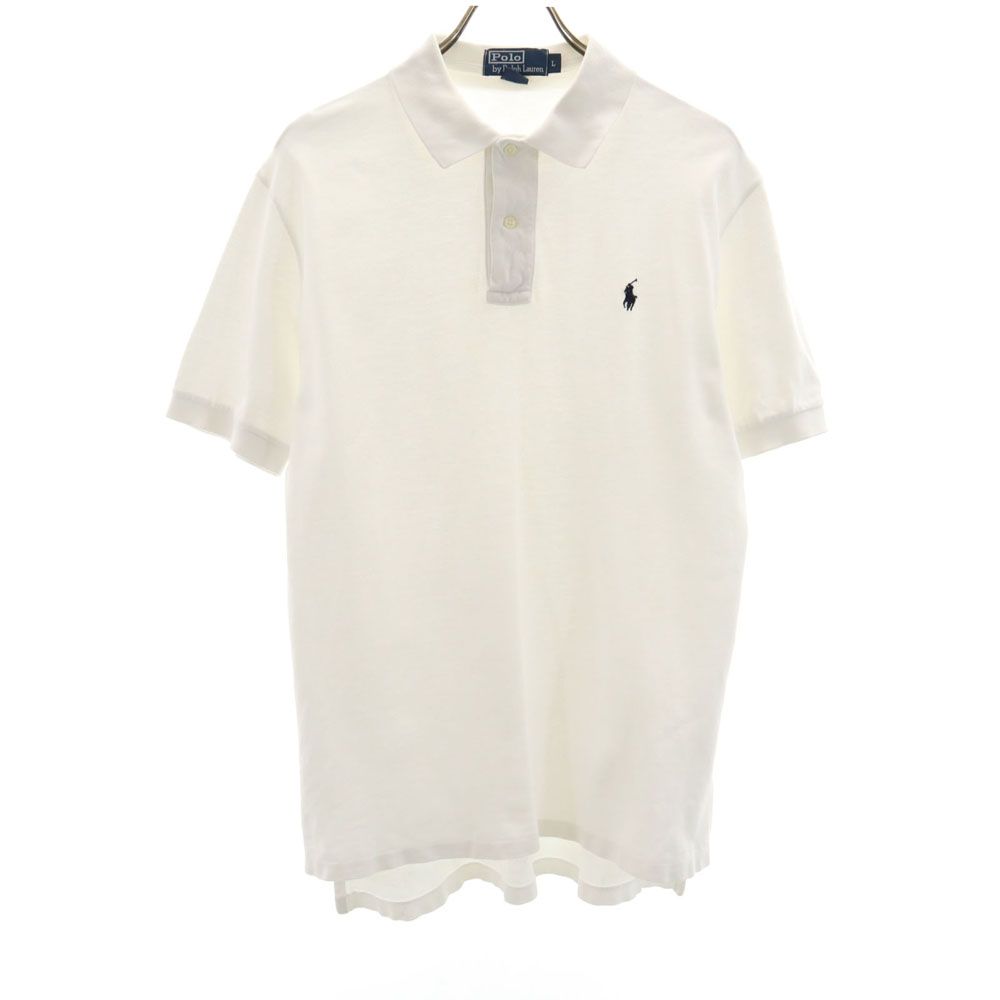 ポロバイラルフローレン インパクト21社製 半袖 ポロシャツ L 白 Polo by Ralph Lauren 鹿の子地 メンズ