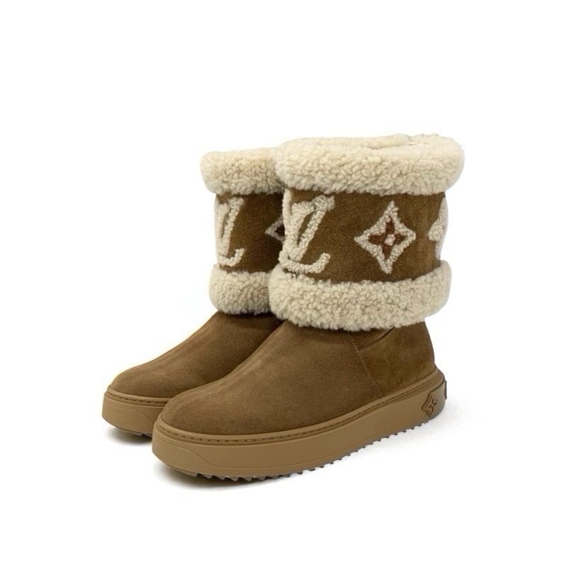 キャンディー ルイヴィトン　ショートブーツ　スエード　モノグラム　37.5 LOUIS VUITTON ショートブーツ モノグラム スエード ボア