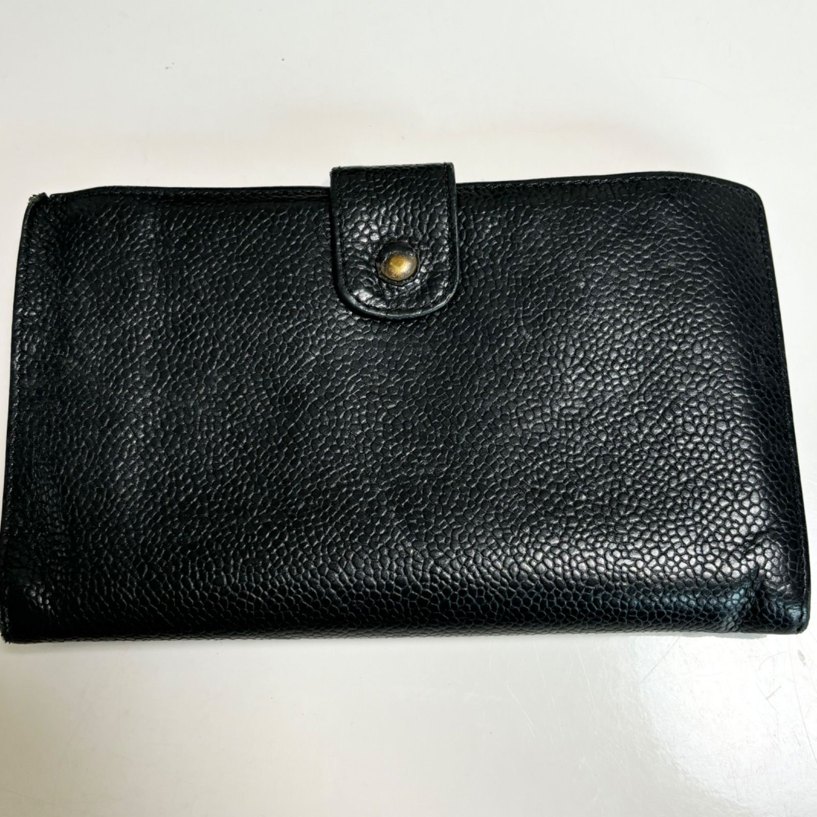 送料無料】CHANEL/シャネル/二つ折り財布/ブラック/キャビアスキン 