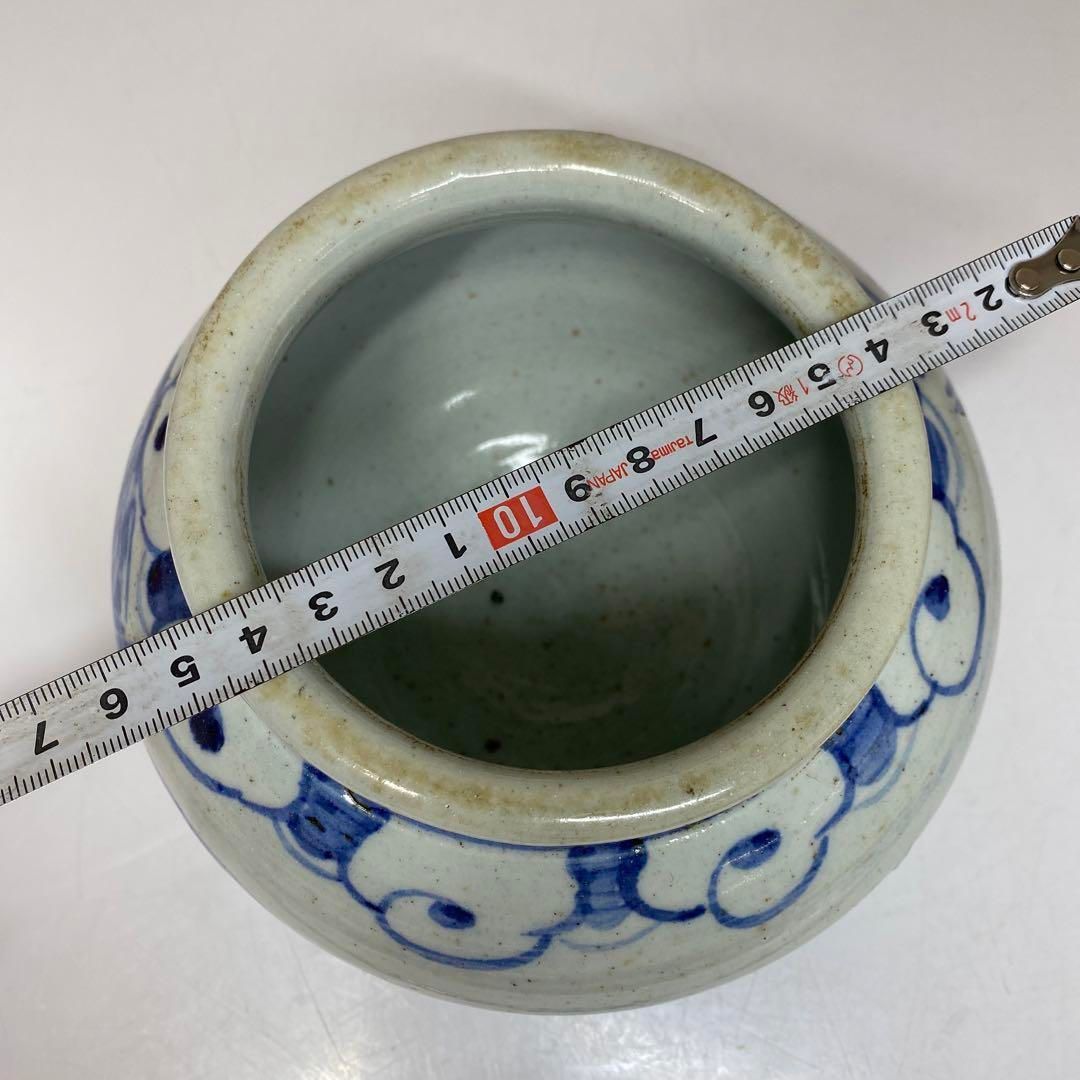・李朝　染付青華つぼ　タエサ　木箱付　東さ5-0809③ 李朝 染付青華つぼ タエサ 木箱付 東さ5-0809③ - メルカリ