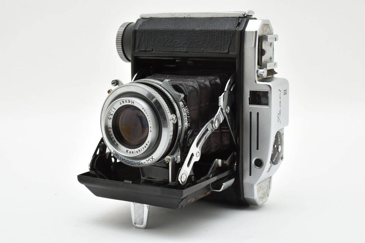 レンズ | ワケあり大 コニカ KONICA Pearl III パール 小西六 中判フィルムカメラ 蛇腹カメラ 4552_10_60
