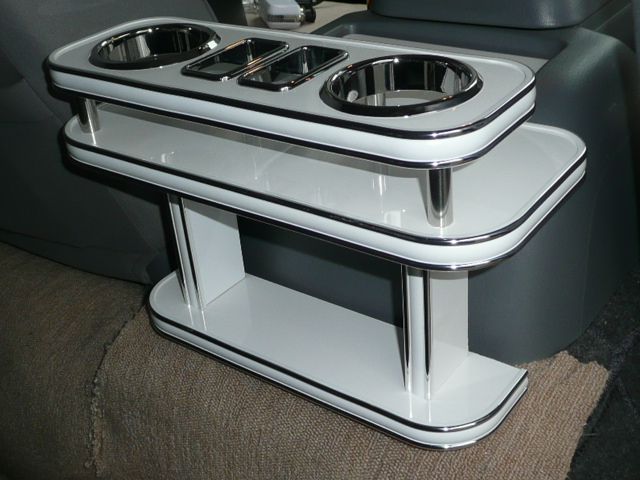 200系ハイエース リアテーブル ホワイト WHxシルバー