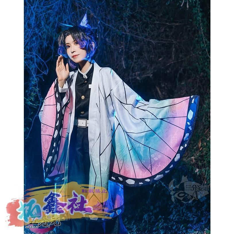 三分妄想　鬼滅の刃　コスプレ　胡蝶しのぶ　衣装　ウィッグ　靴 三分妄想 鬼滅の刃 コスプレ 胡蝶しのぶ 衣装 ウィッグ 靴