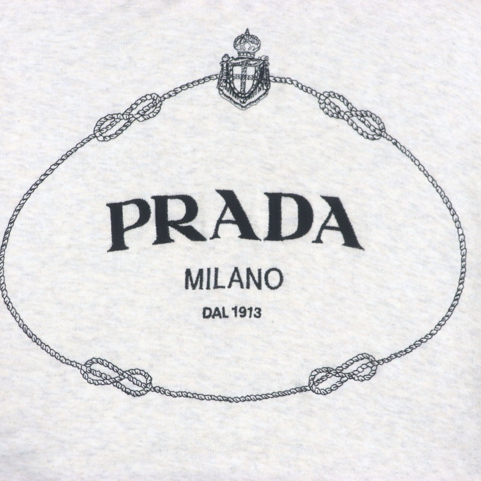 PRADA プラダ ロゴ プルオーバー フーディ ホワイト コットン レディース 134713 PRADA - PRADA プラダ ロゴ プルオーバー フーディ ホワイト