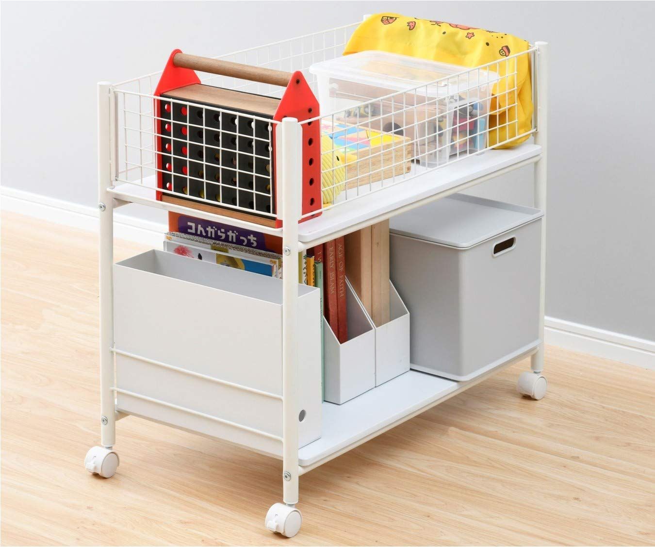 数量 組立品 棚板着脱 キャスター ストッパー付き ホワイト 幅37.5×奥行77×高さ64.5cm 収納ラック クローゼット OSR-7538WH|WH 押入れ 山善