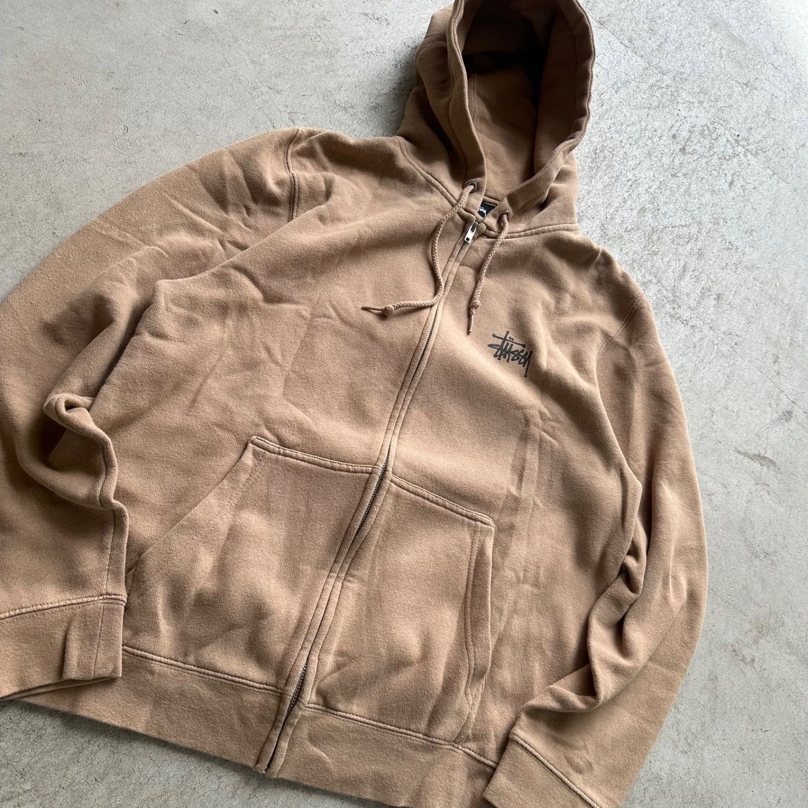 STUSSY フルジップ ドラゴン パーカー 龍 茶色 ブラウン USA製 M