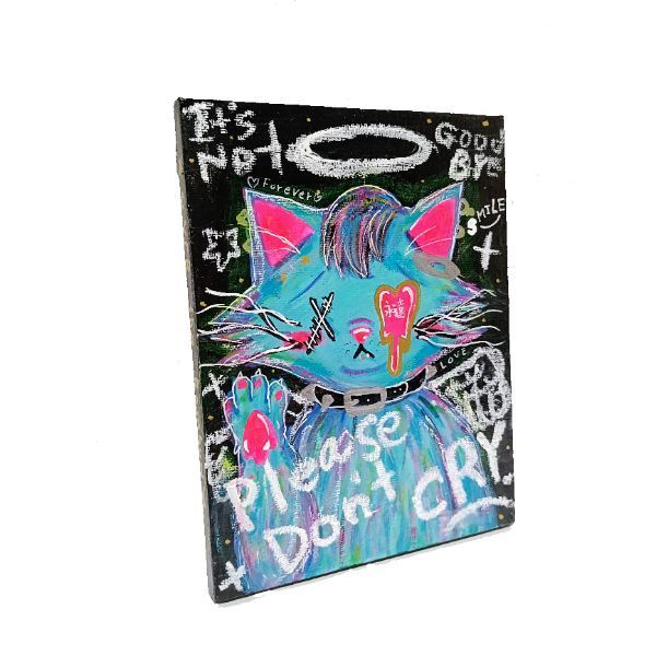 F0号/現代アート】Please don't CRY【絵画,イラスト
