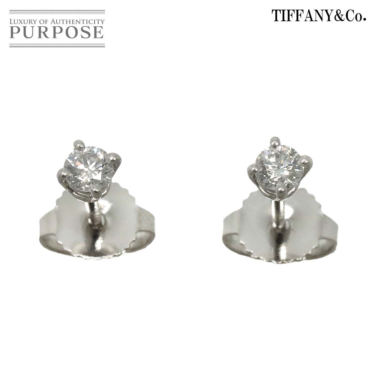 ティファニー TIFFANY-Co. ソリティア ダイヤ ピアス Pt プラチナ スタッド Diamond Earrings Pierced 90282550