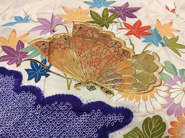 平和屋着物□豪華振袖 駒刺繍 絞り 雲取り花蝶文 金彩 正絹 逸品  