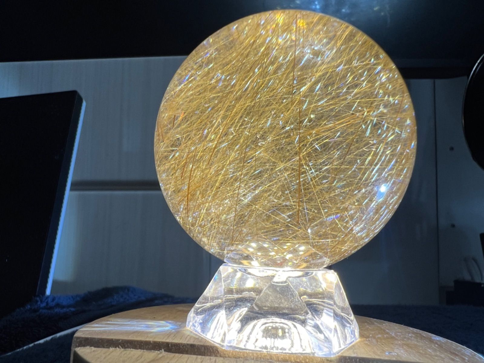 51mm 超レア グリーン ルチル 丸玉 スフィア 水晶 パワーストーン