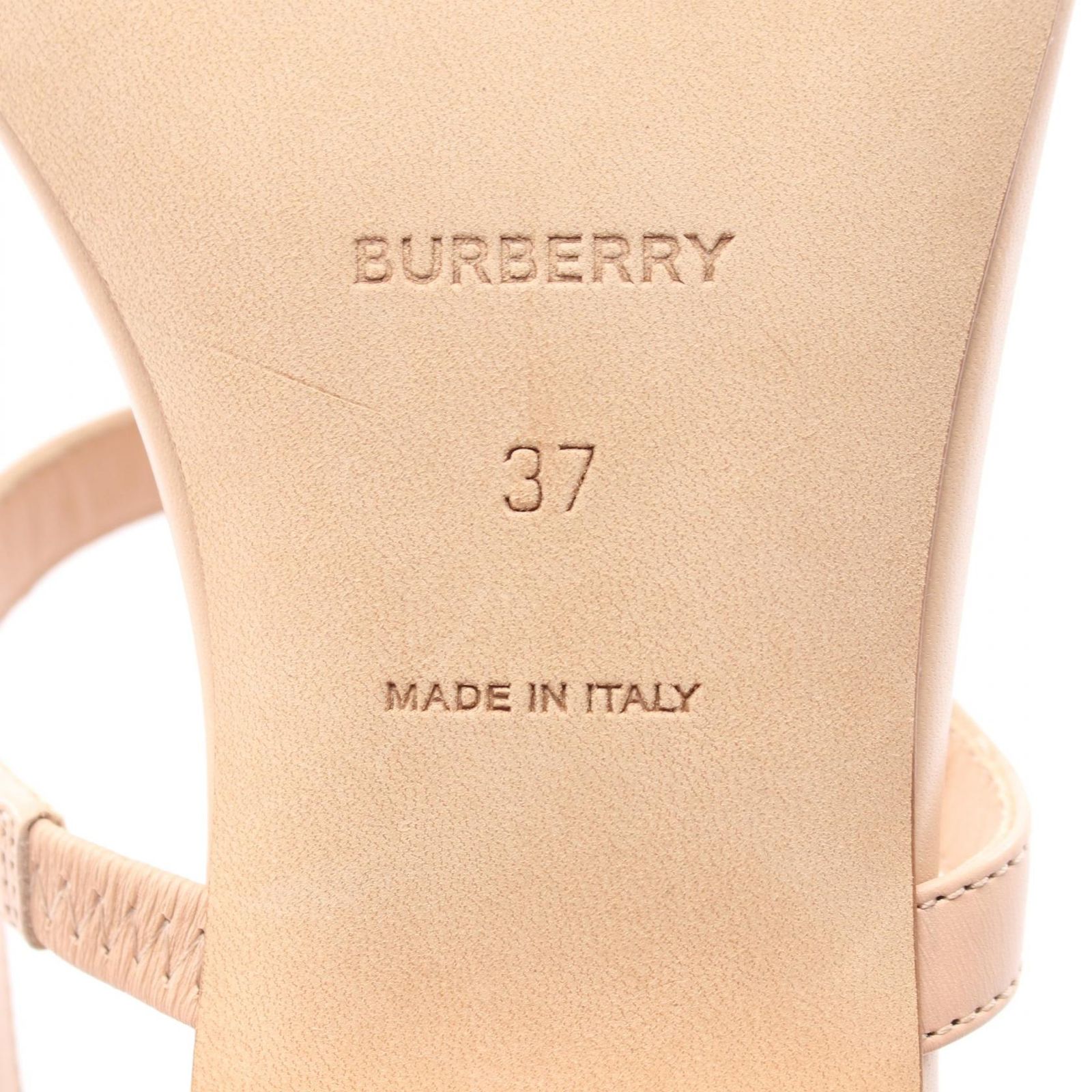 バーバリーサンダル　新品/未使用品 バーバリー BURBERRY サンダル ロゴ ピンクベージュ レザー