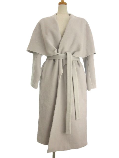 エンフォルド ENFOLD ビッグカラーリバーコート ロング ウール オフ