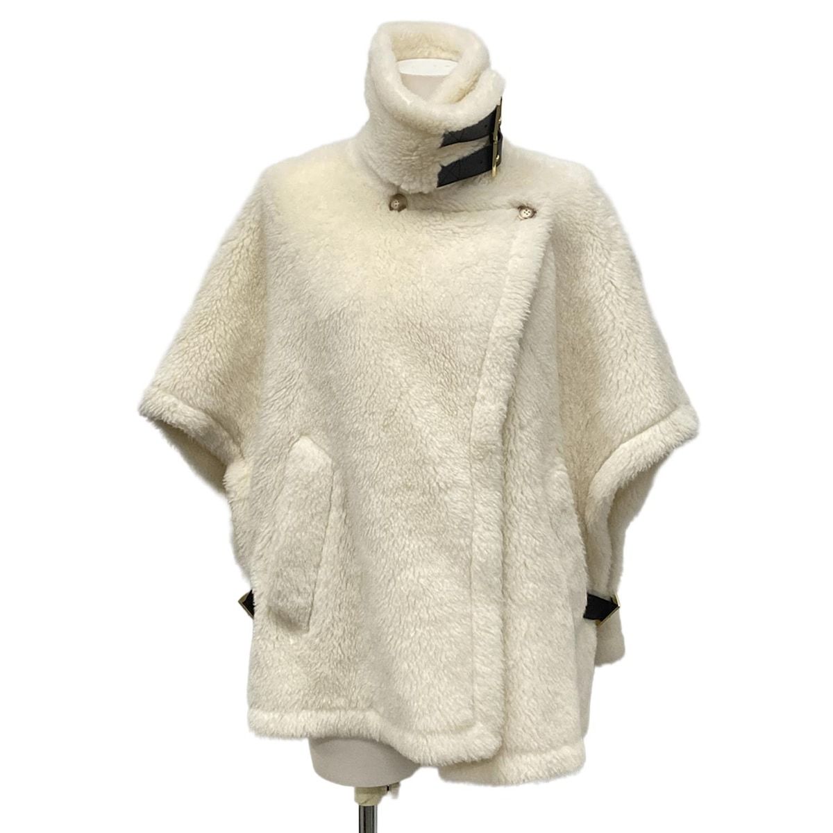 Max Mara マックスマーラ ポンチョ レディース テディベア 473612236 白 秋 冬 ウール アルパカ