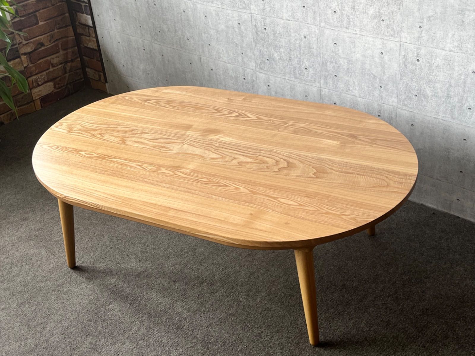 タモ 無垢板天板 コタツ 120×75