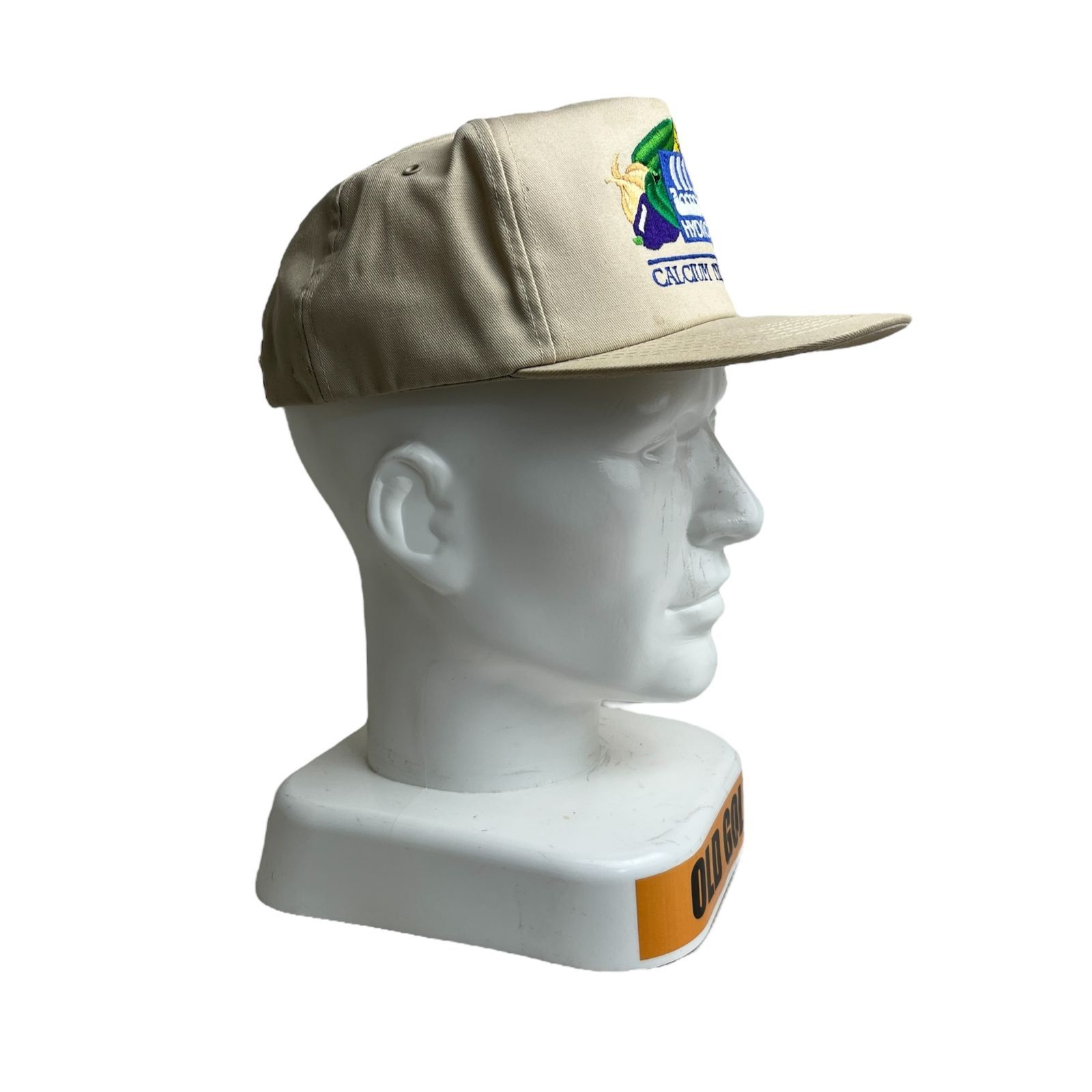 【USA製】90s ツートン キャップ ベージュ×カーキ ローキャップ キャップ/帽子】90s USA製 Hydro (ハイドロ) 肥料 フルーツ 果物