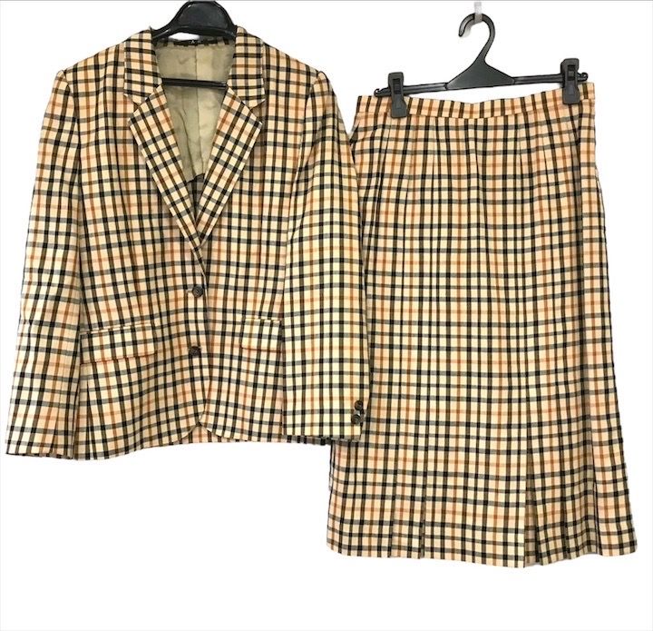 チェック柄ジャケット＆スカートセット 美品 DAKS ダックス チェック柄 ウール ジャケット スカート