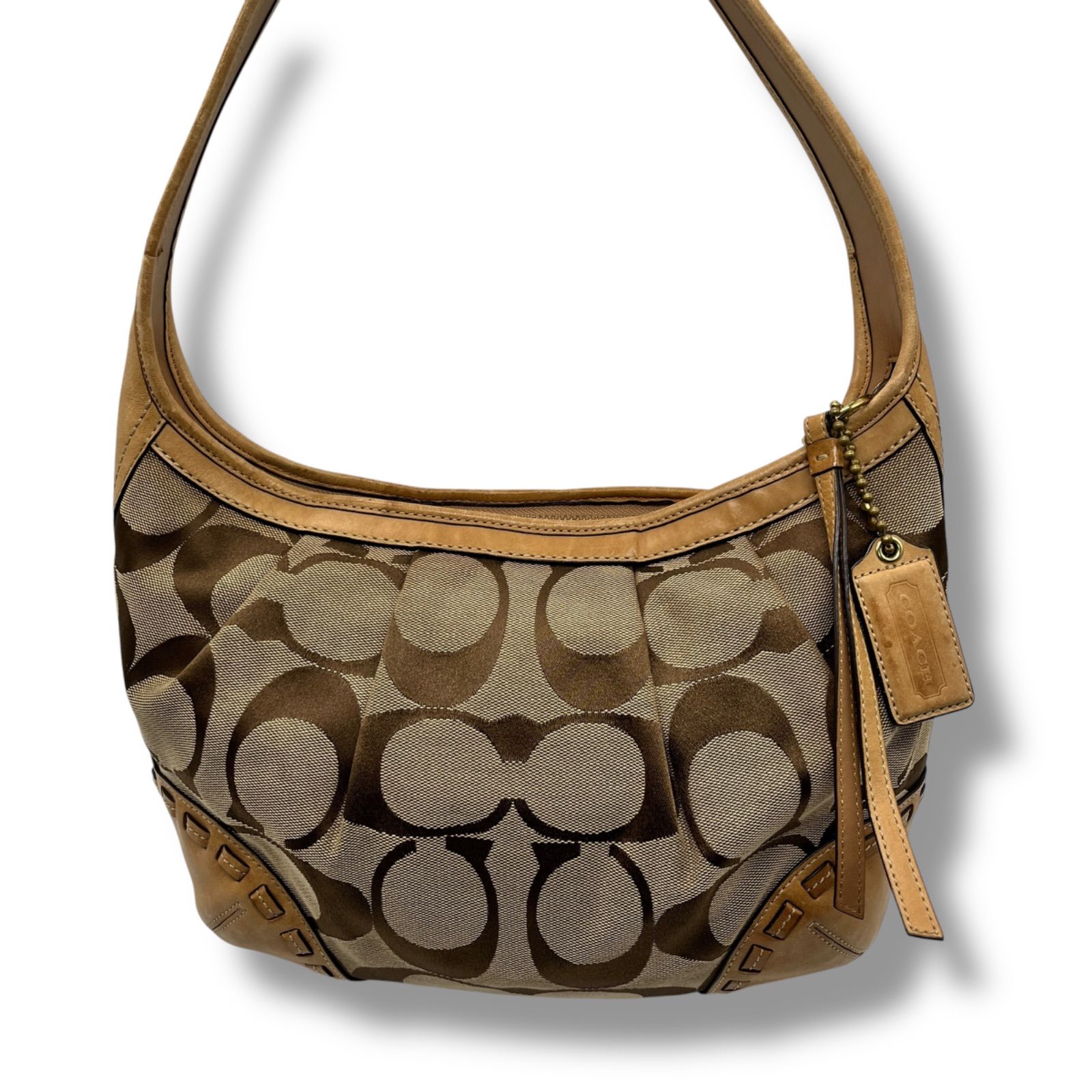 COACH コーチ ワンショルダーバッグ ホーボー シグネチャー ベージュ