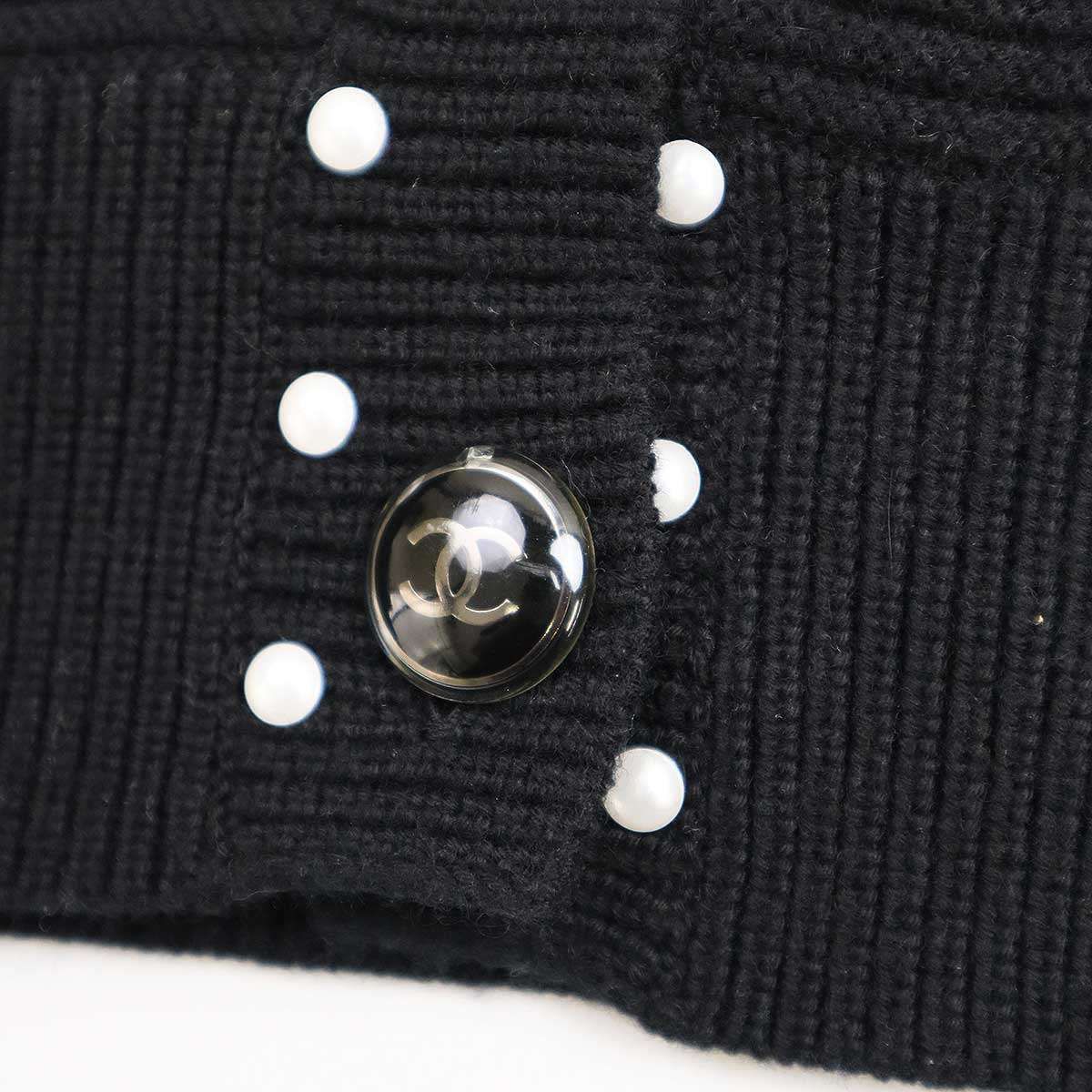 CHANEL シャネル フェイクパールカシミヤコットンニットカーディガン