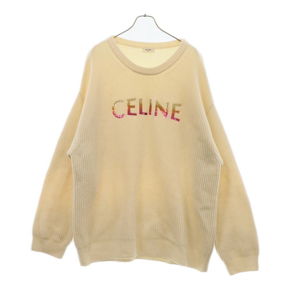 CELINE (セリーヌ) 22SS ロゴスパンコール クルーネックニットセーター 2A09X66Q ホワイト