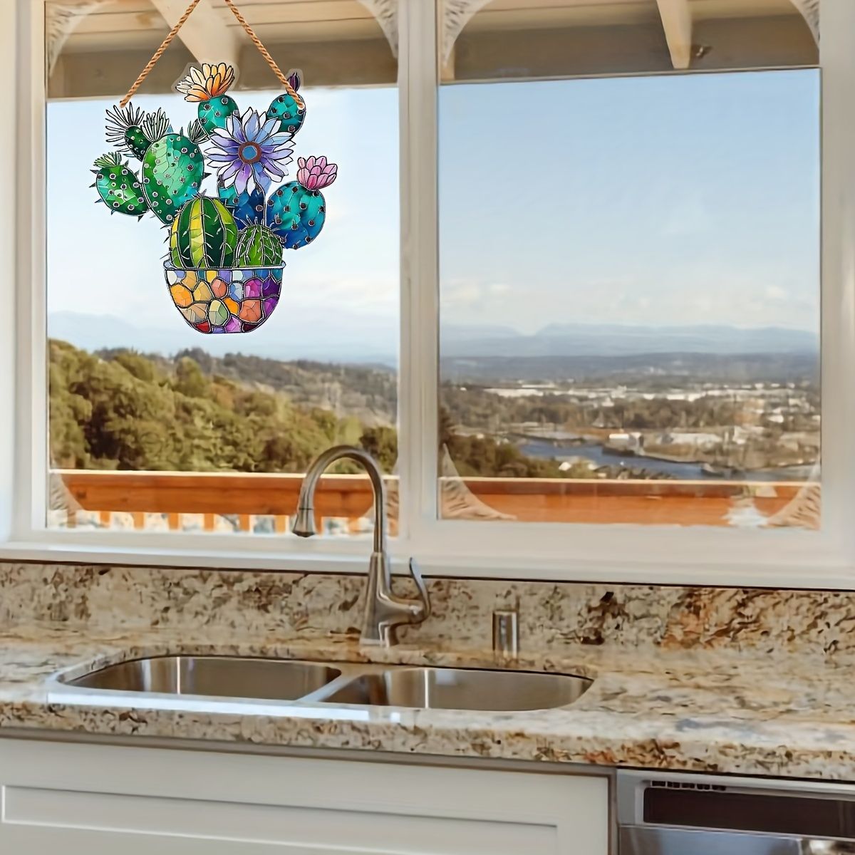 吊り下げ オブジェ ガーデンオーナメント アクリル ステンドグラス風